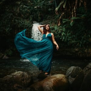 Woman in Dress on Rocks