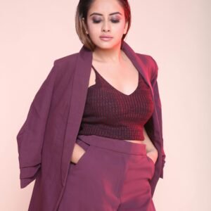 Elegant Woman in Stylish Burgundy Outfit